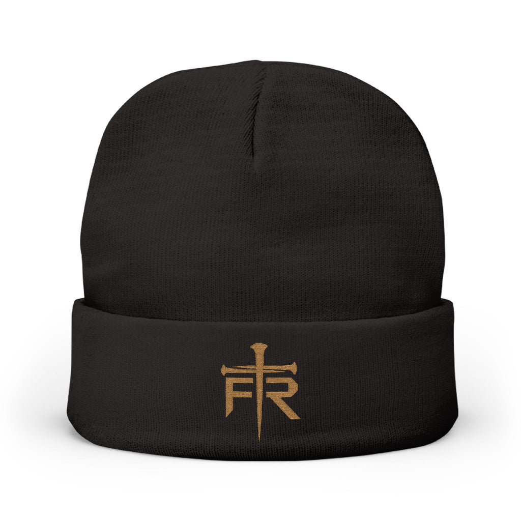 Forged Remnant Nail Cross Monogram Embroidered Beanie
