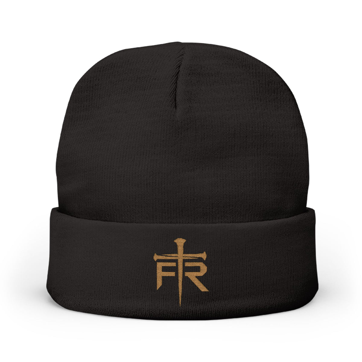 Forged Remnant Nail Cross Monogram Embroidered Beanie