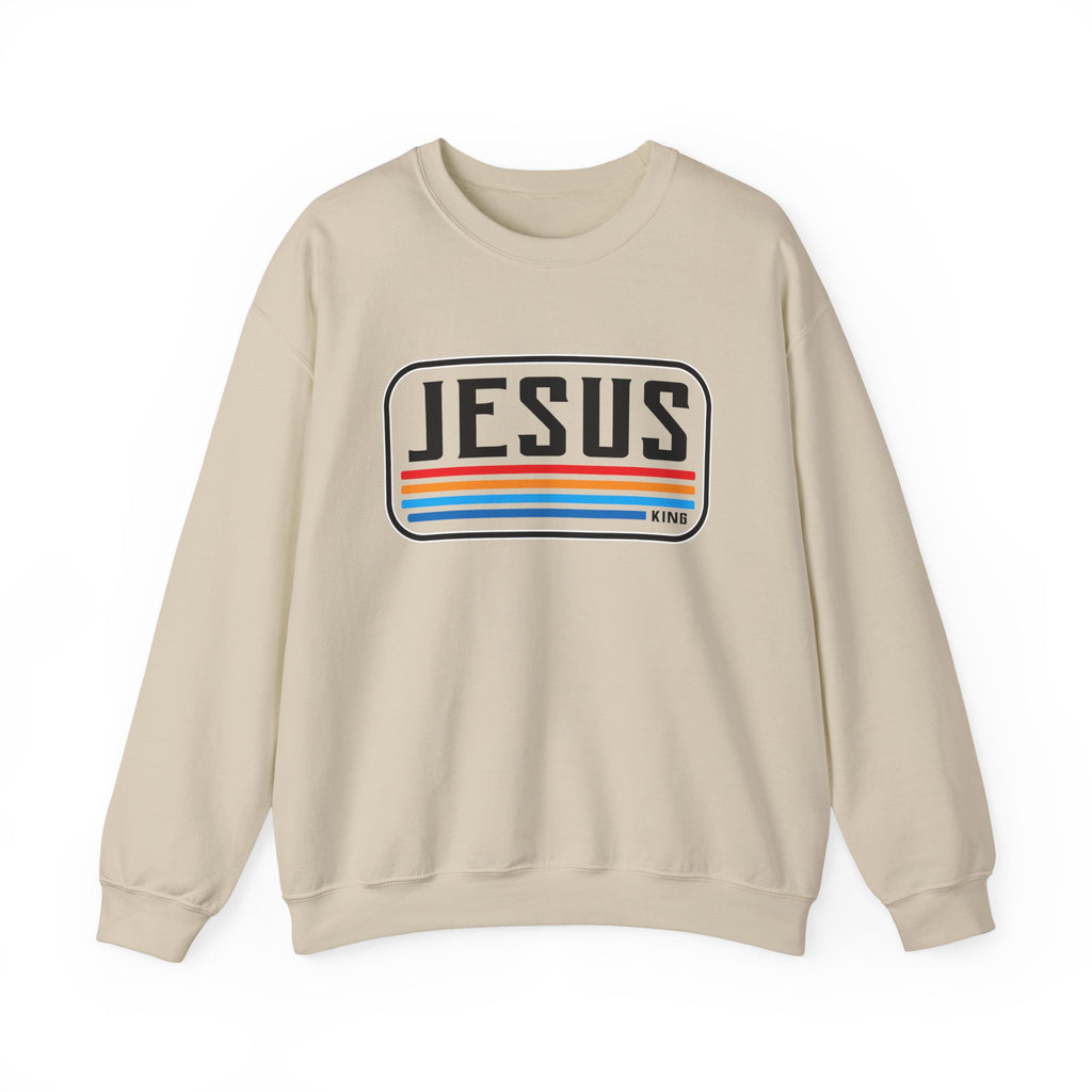 Jesus King Retro Stripe Premium Sweatshirt