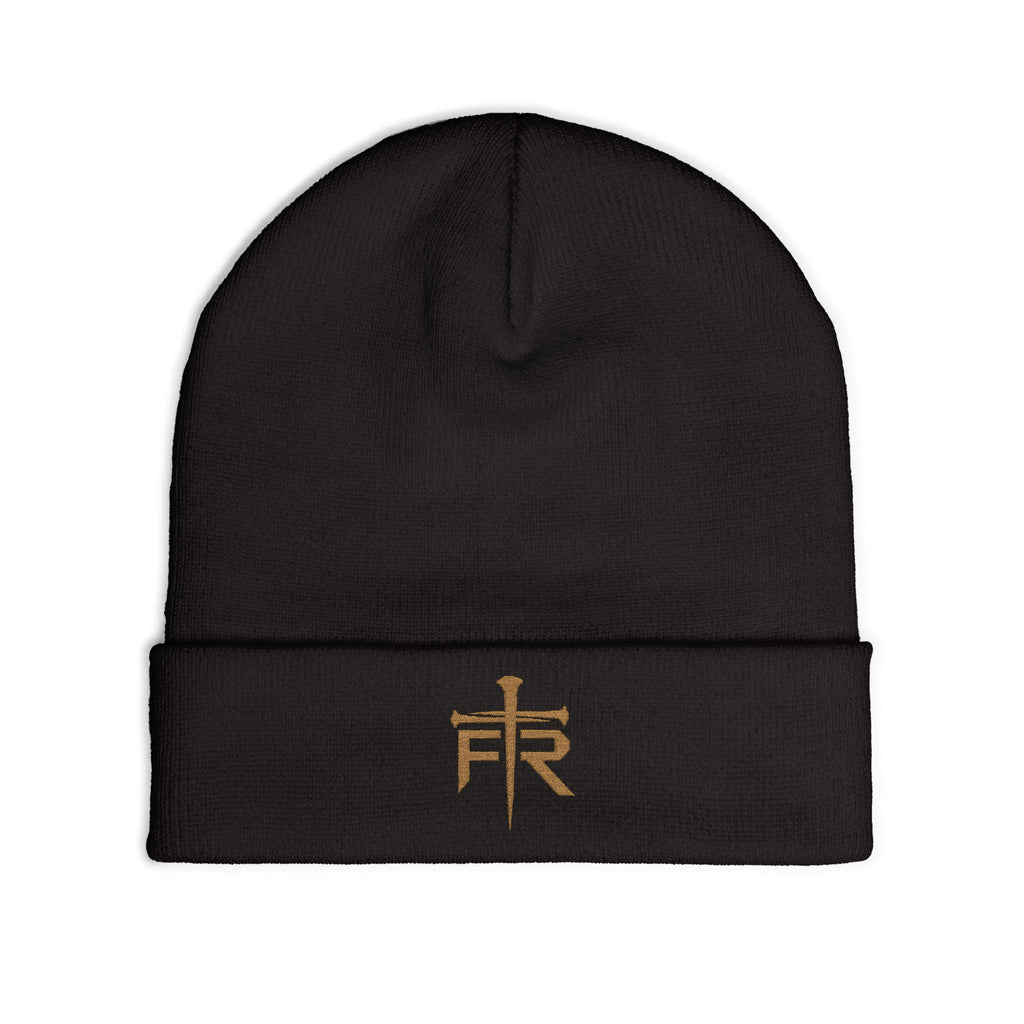 Forged Remnant Nail Cross Monogram Embroidered Beanie