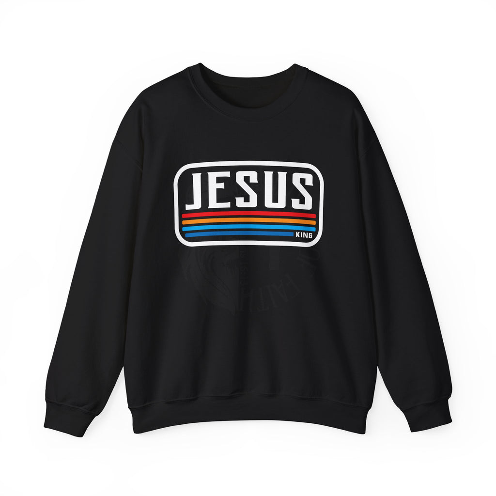 Jesus King Retro Stripe Premium Sweatshirt