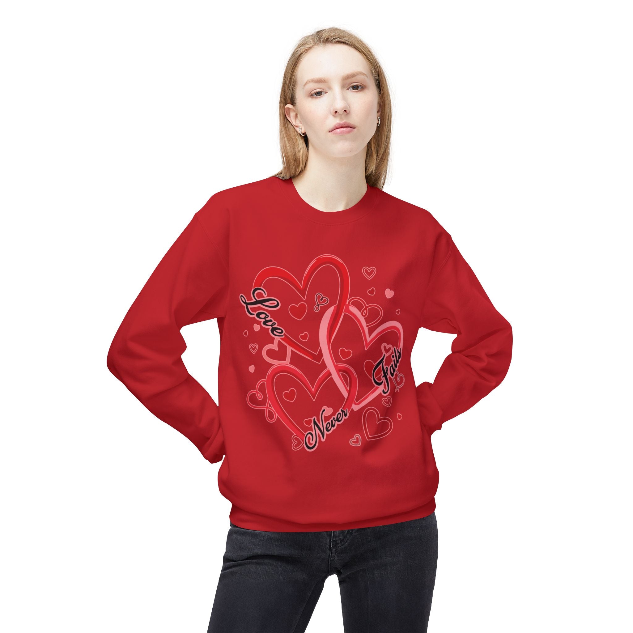 Love Never Fails Valentine's Day Sweatshirt