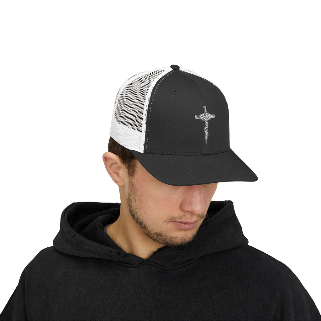White Nail Cross Thorn Snapback Hat