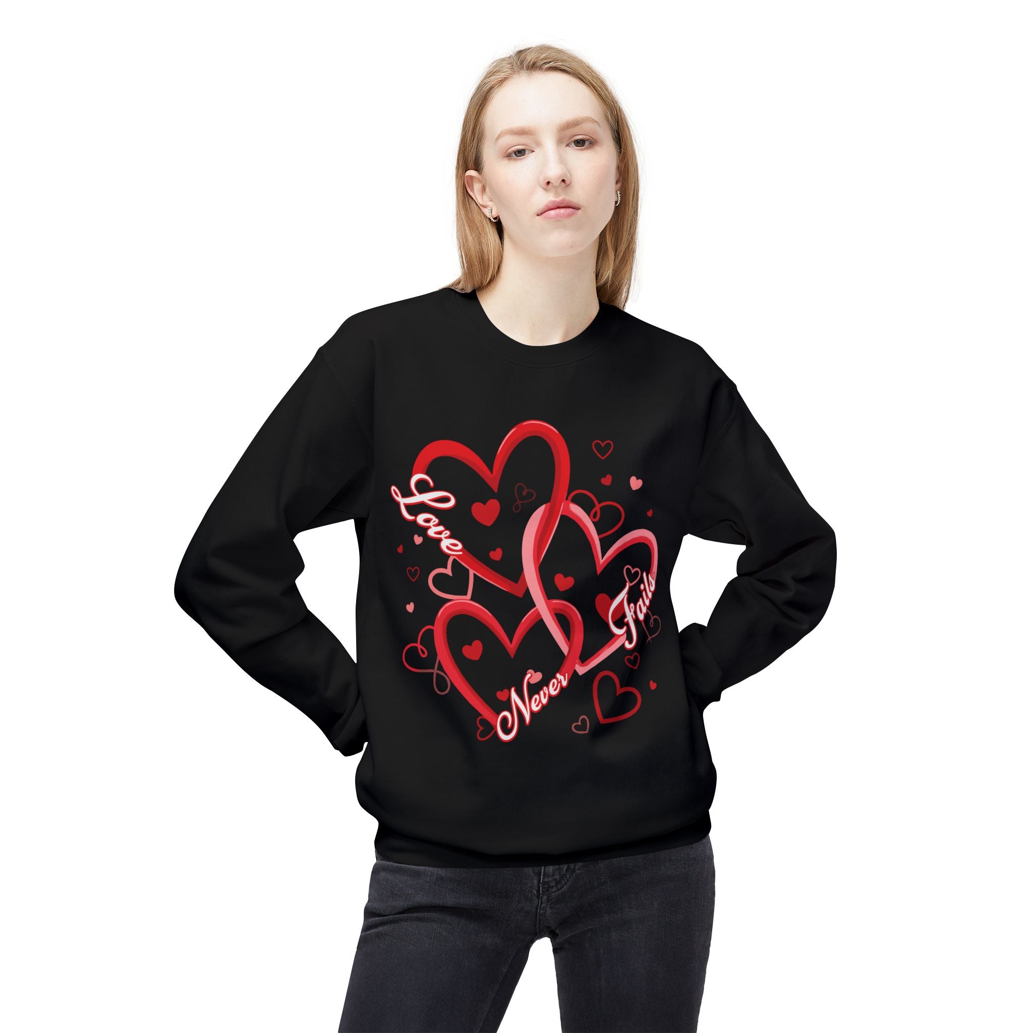 Love Never Fails Valentine's Day Sweatshirt