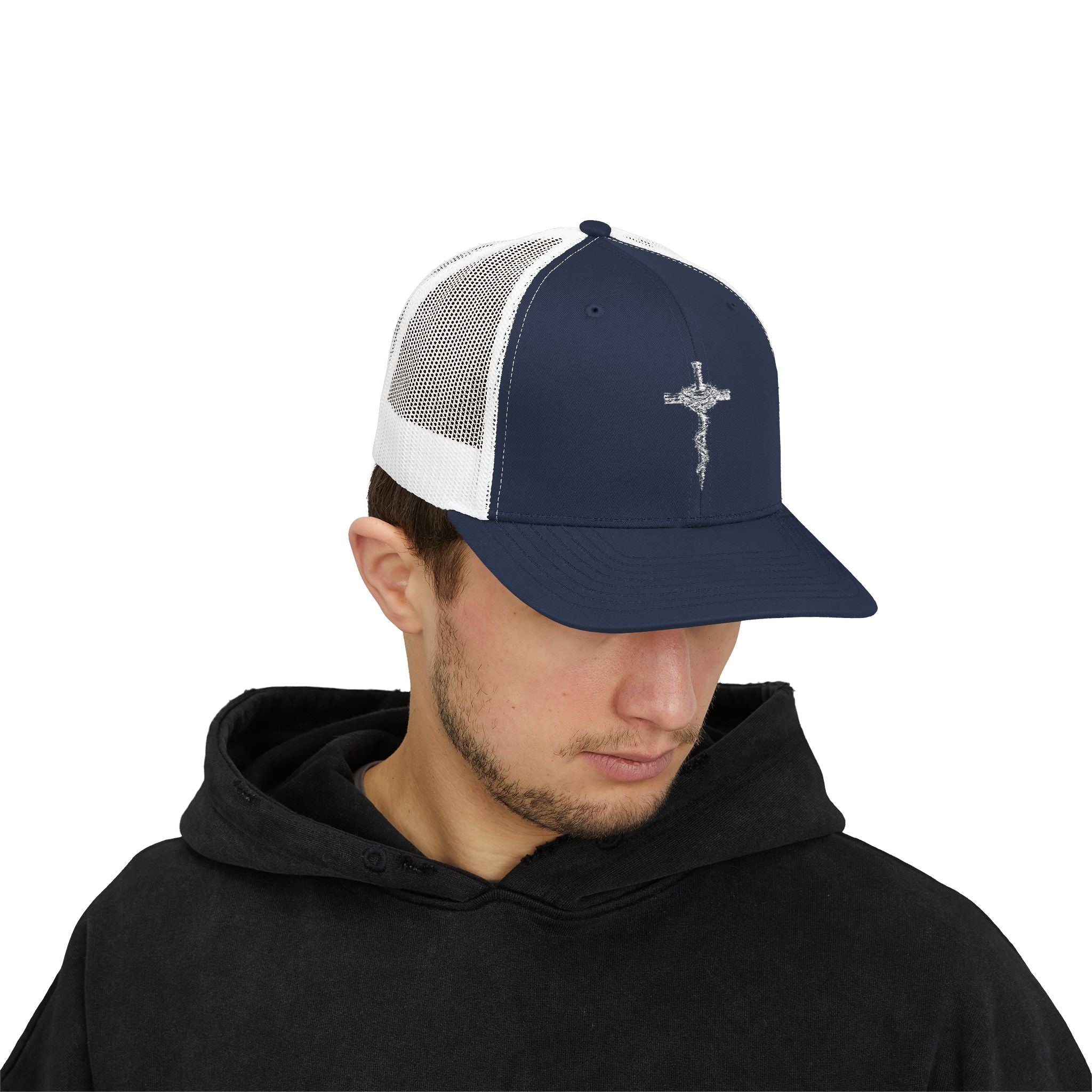 White Nail Cross Thorn Snapback Hat