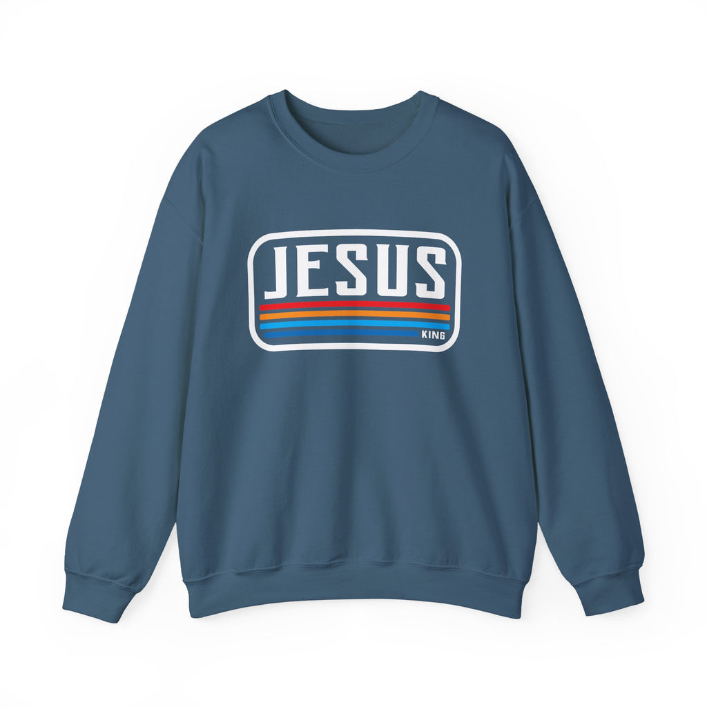 Jesus King Retro Stripe Premium Sweatshirt