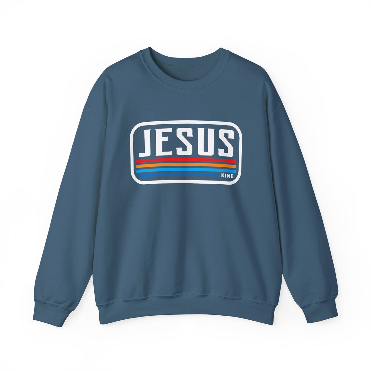 Jesus King Retro Stripe Premium Sweatshirt