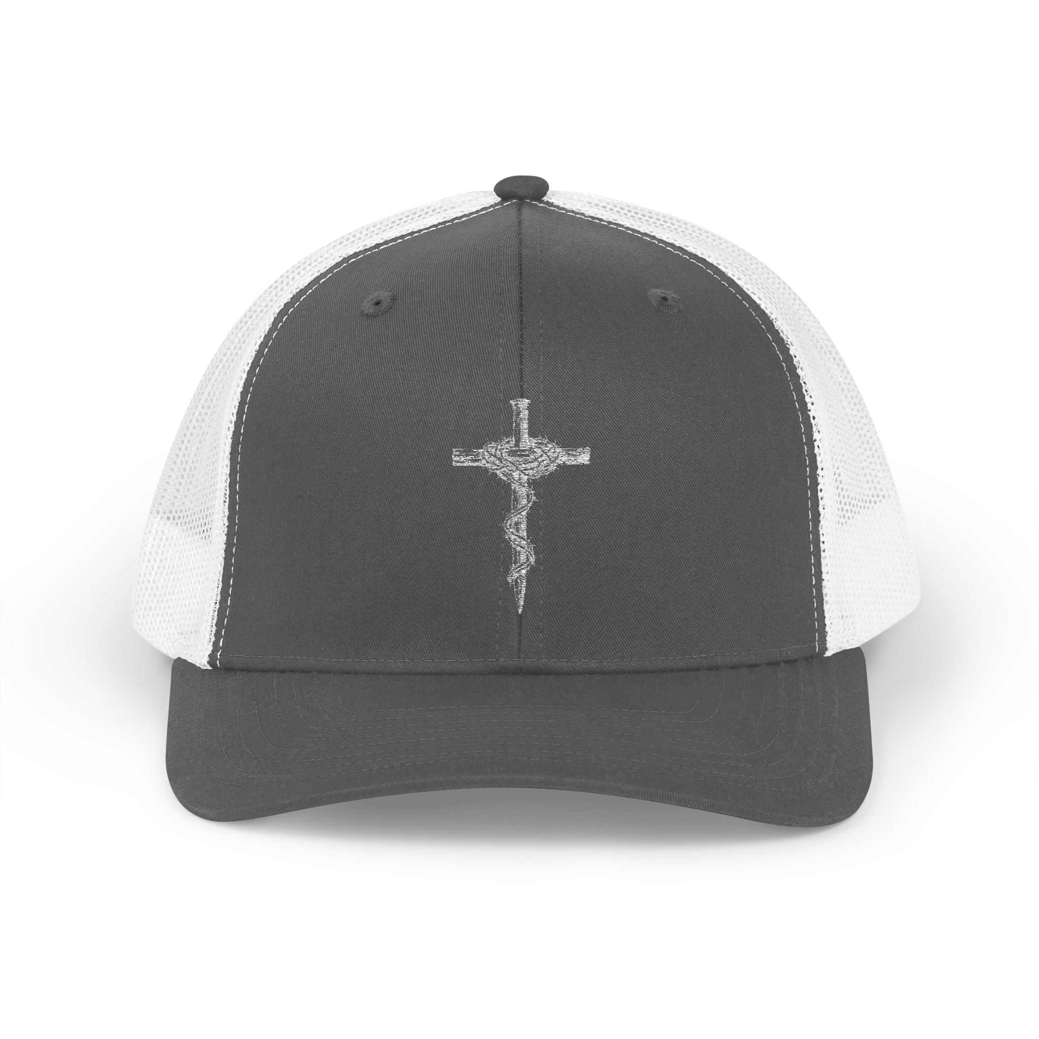 White Nail Cross Thorn Snapback Hat
