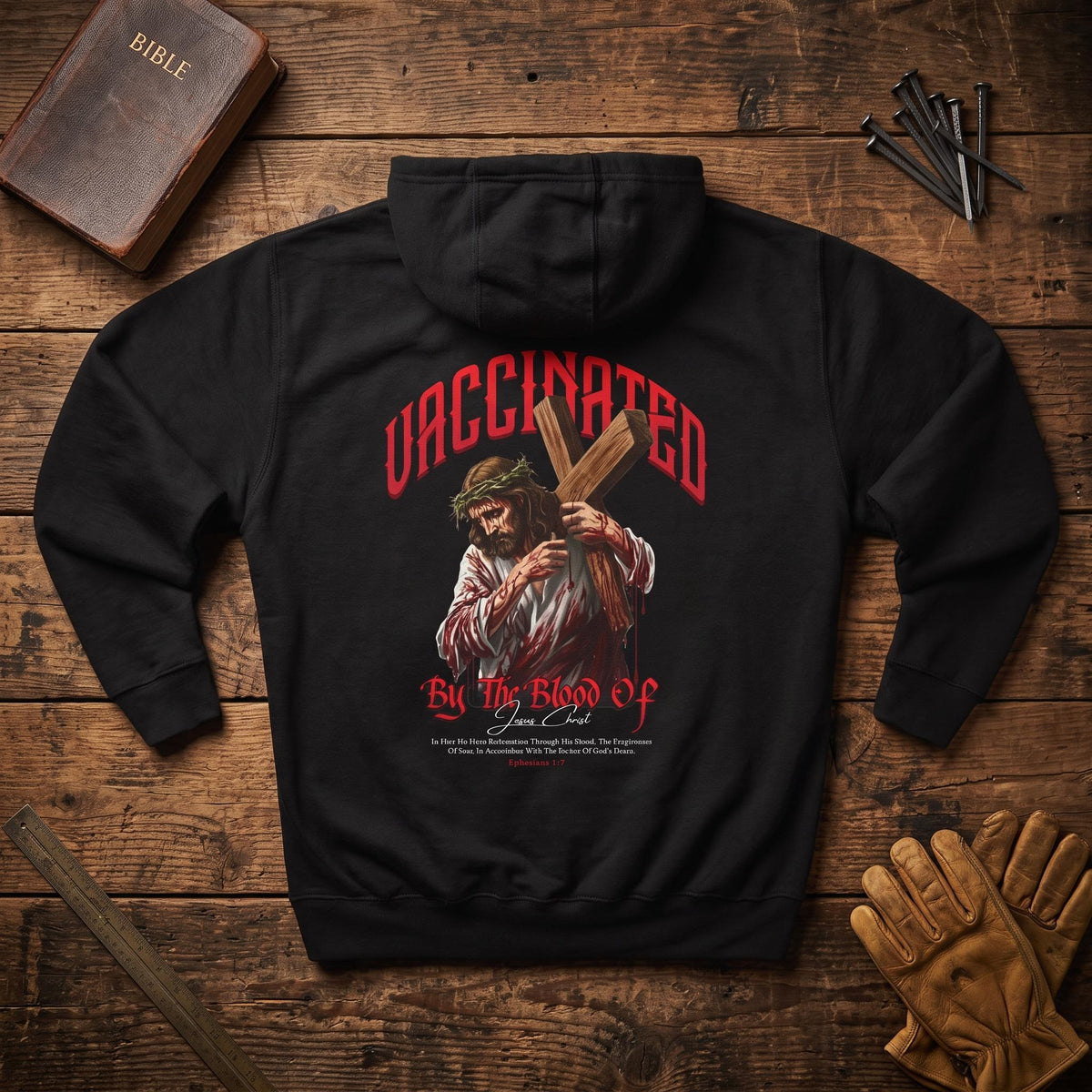 Vaccinated By The Blood of Jesus Hoodie