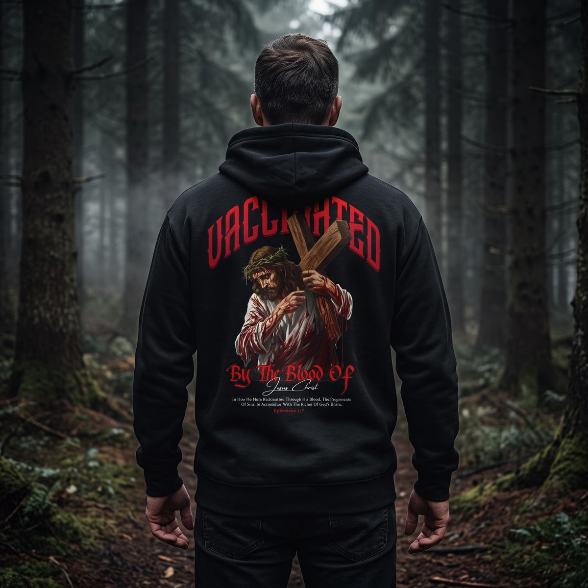 Vaccinated By The Blood of Jesus Hoodie