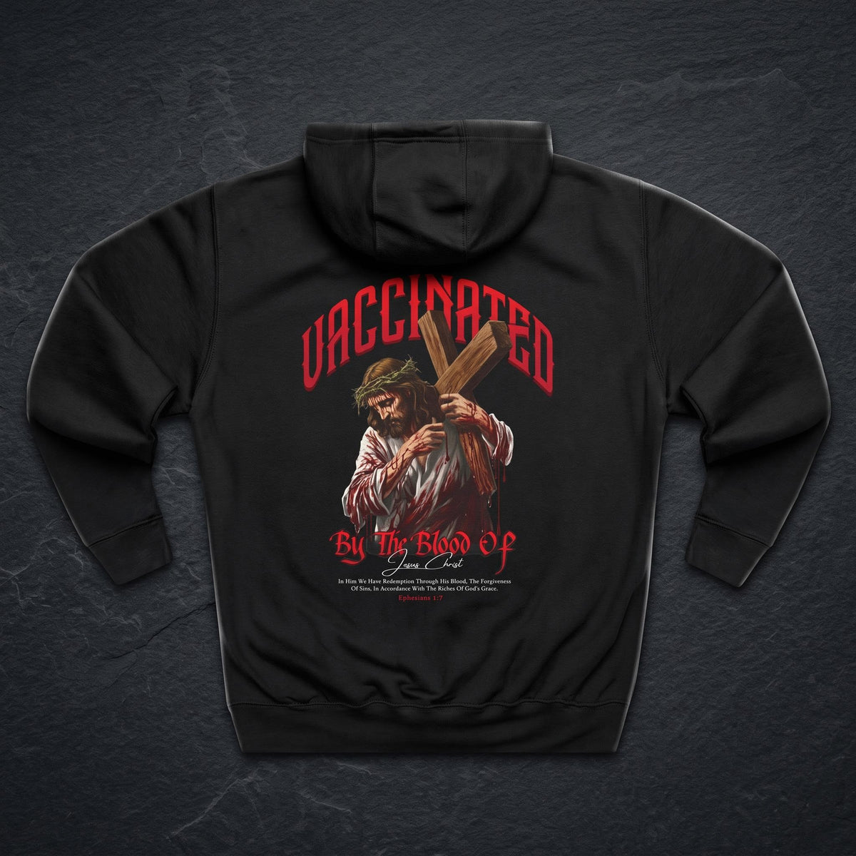 Vaccinated By The Blood of Jesus Hoodie