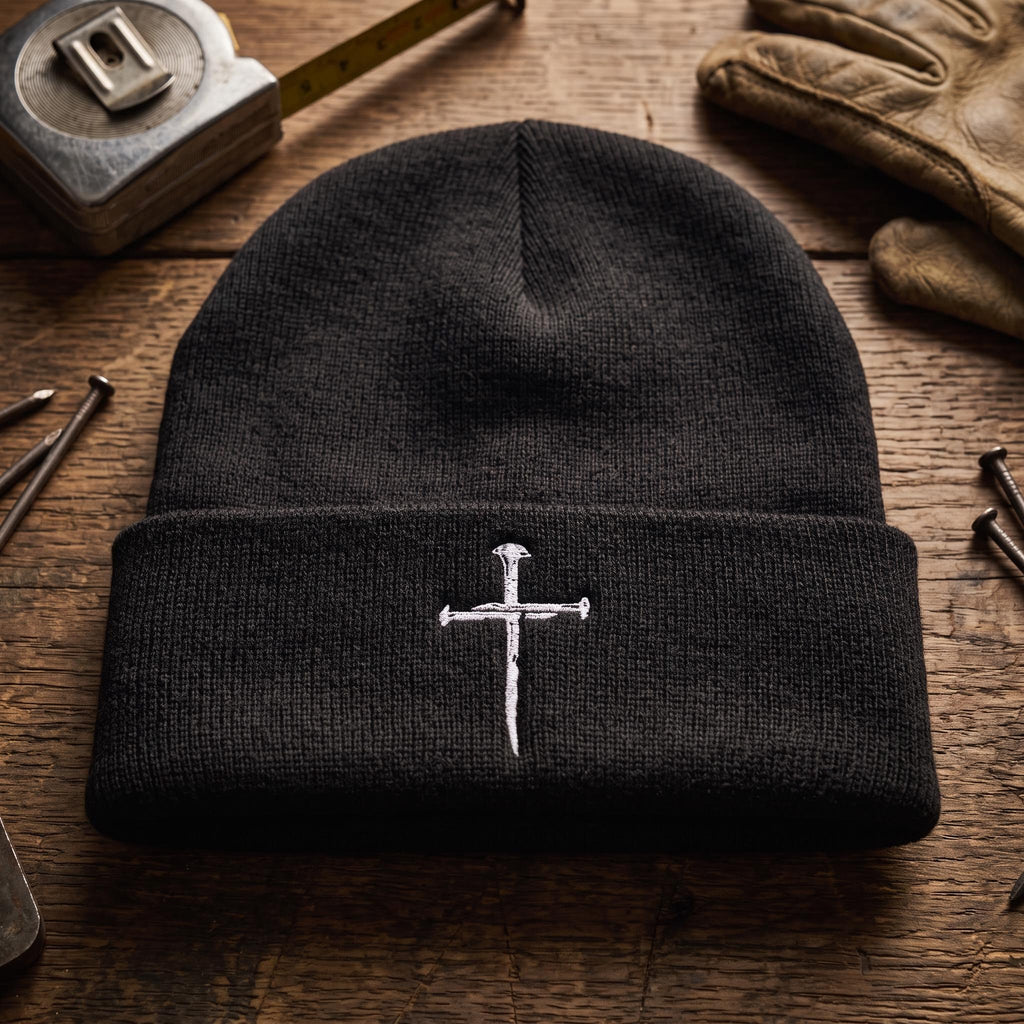 Free Embroidered Cross Knit Beanie