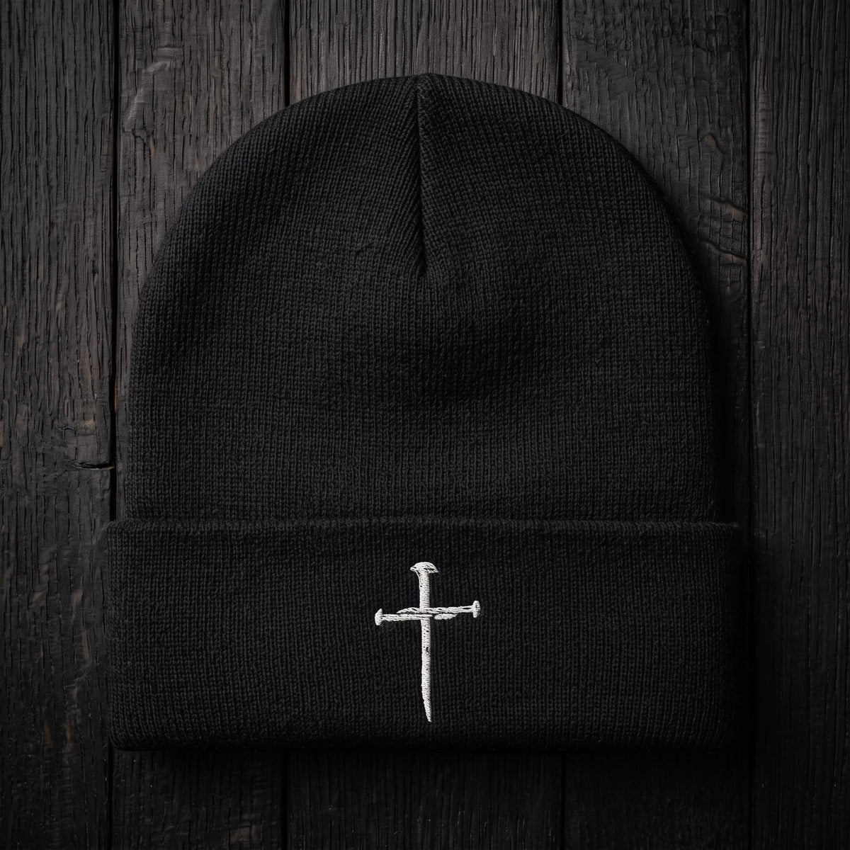 Free Embroidered Cross Knit Beanie