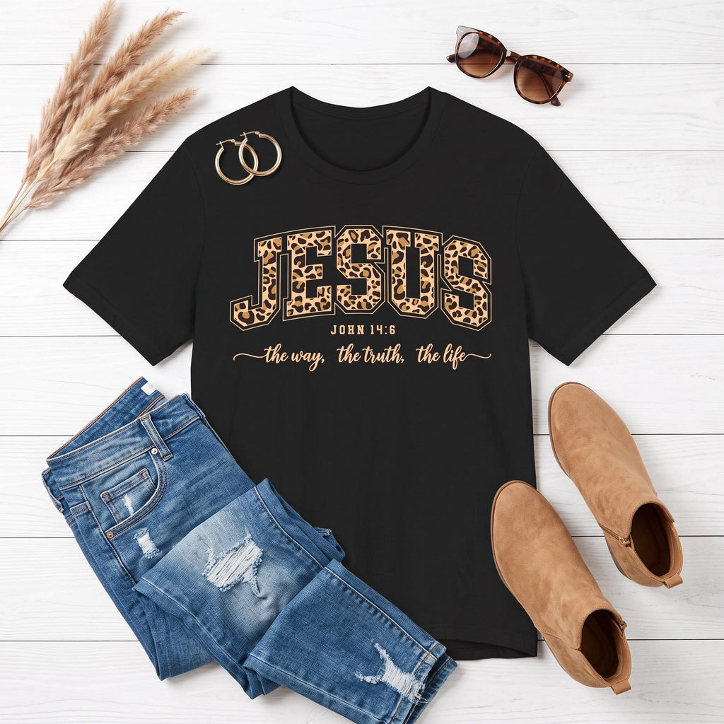 Jesus Leopard Print Premium Women's Tee