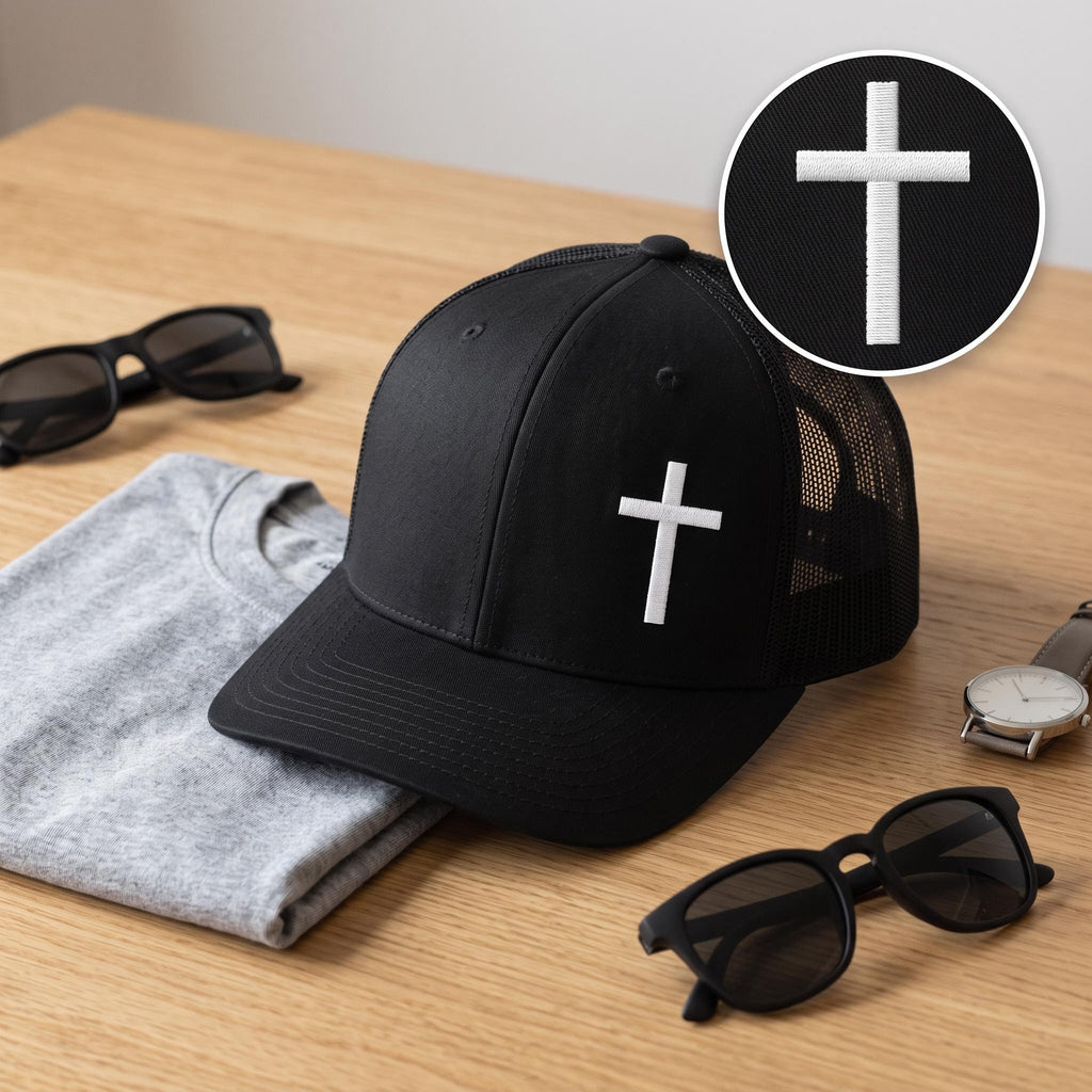 White Cross Embroidered Richardson 112 Snapback Hat