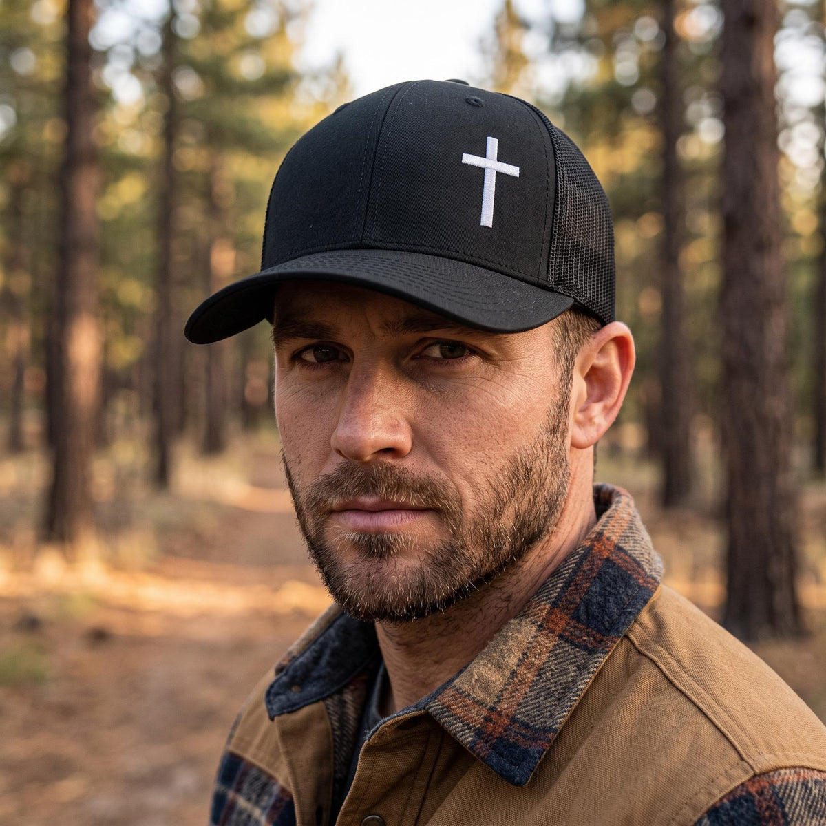 White Cross Embroidered Richardson 112 Snapback Hat