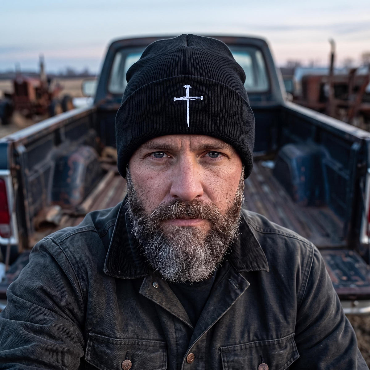 Free Embroidered Cross Knit Beanie