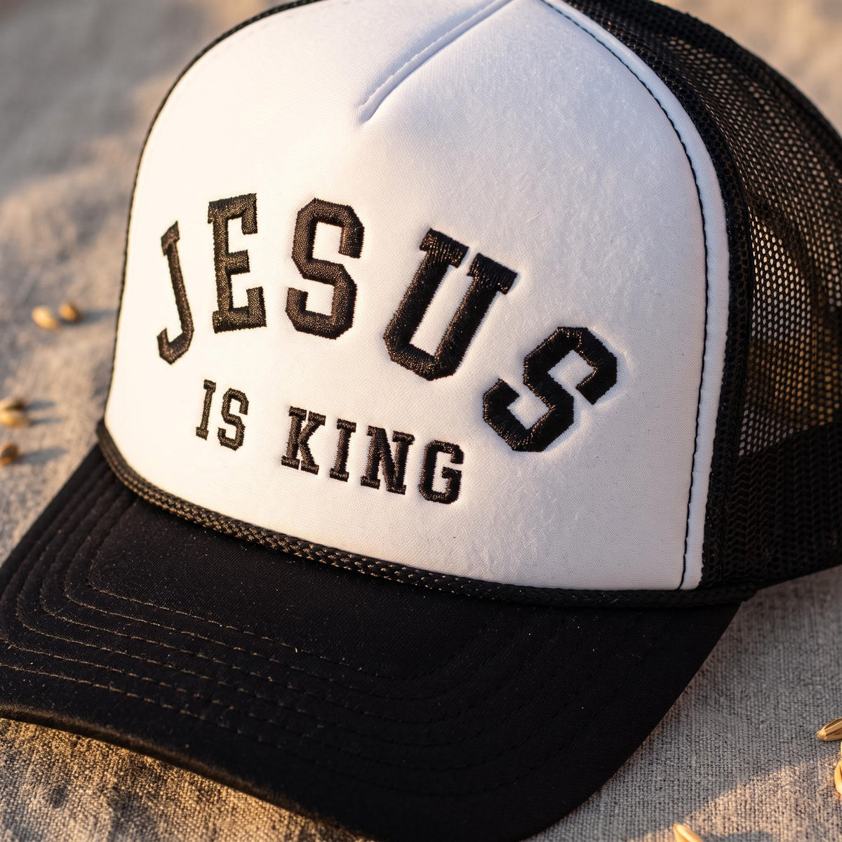 JESUS IS KING Embroidered Foam Rope Hat